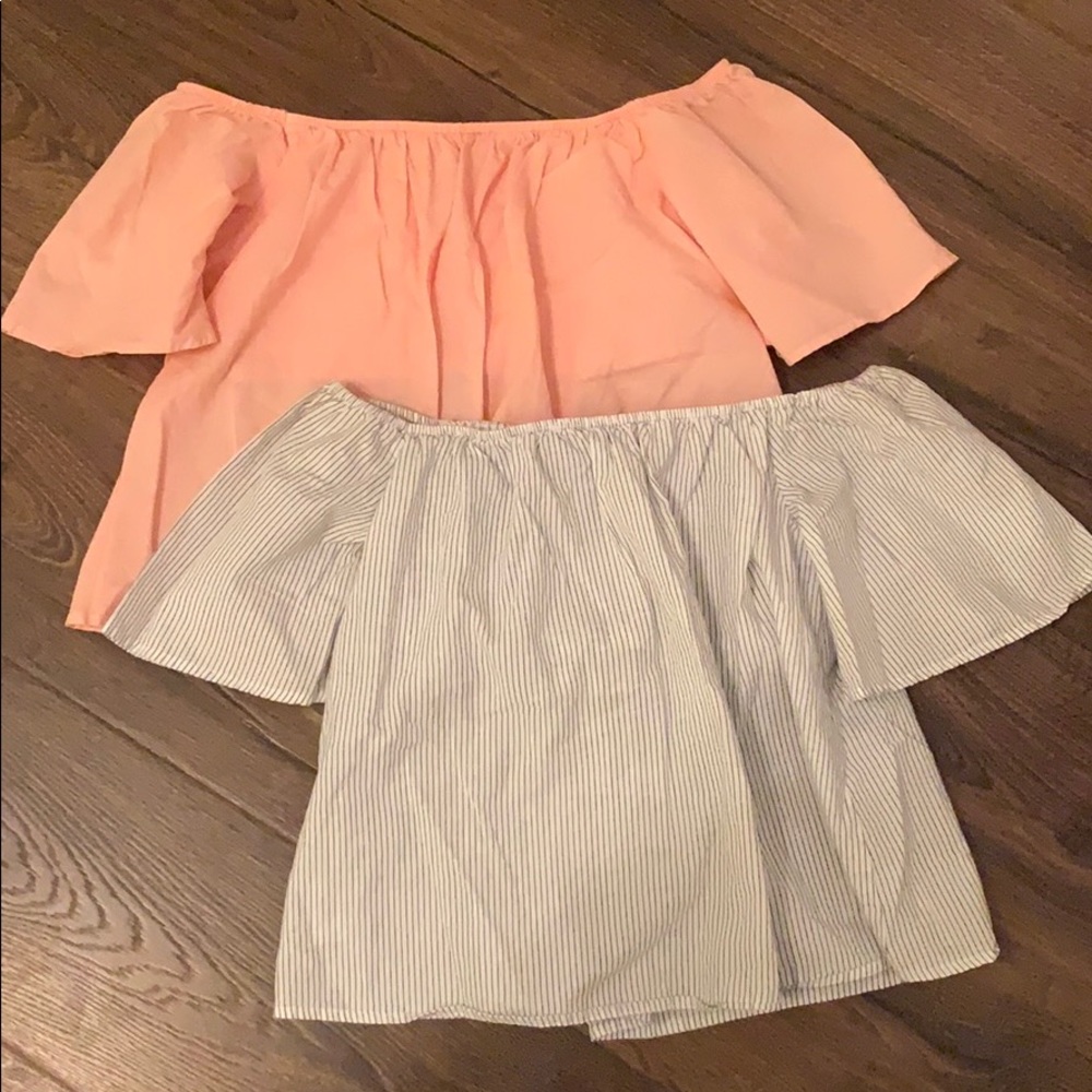 Off the shoulder cotton & linen tops